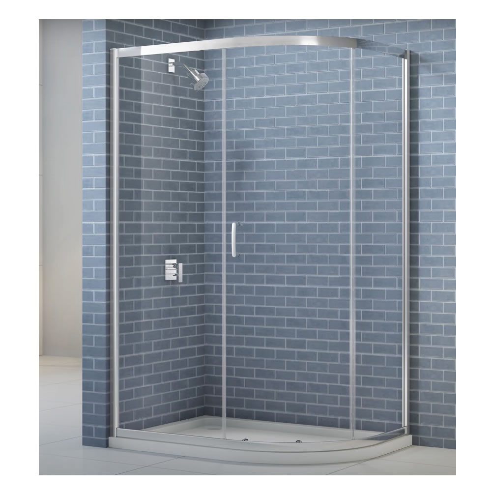 Lifestyle image of Merlyn IQ 1200 x 900mm Single-Door Offset Shower Quadrant